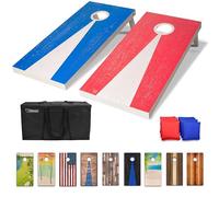 GoSports - Juego de tablero de madera para Cornhole de tamaño reglamentario de 1,2 x 0,6 m, diseño de madera clara, incluye 2 tablas, 8 bolsas de frijoles (pufs), funda de transporte y reglas de juego
