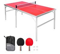 GoSports - Juego de Tenis de Mesa Portátil de Tamaño Mediano 1,8 x 0,9 m: para Interiores y Exteriores con Red, 2 Paletas y 4 Pelotas