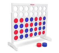 GoSports - Juego Gigante portátil de 4 en Raya clásico con Acabado en Blanco con Reglas (Idioma español no garantizado) y Bolsa de Transporte