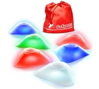 GoSports Modern Light Up Cones - Ciclo Between 4 LED Colors for Sports, Traffic Safety, and Glow in The Dark Games - 6 Pack