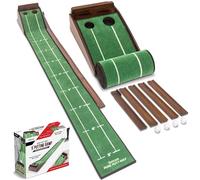 GoSports Pure Putt - Rampa de green de golf de 2,74, ayuda de entrenamiento de madera prémium para práctica de putt en el hogar y la oficina, incluye green de 2,74 m y 4 pelotas de golf
