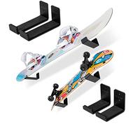 GoSports Skateboard Wall Mount Expositores universales de Pared para Snowboard y monopatín, Paquete de 2 Perchas Acolchadas de Espuma, Unisex, Negro, (1) Large Set, (1) Small Set