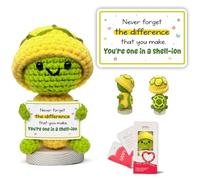 Gossby Ganchillo de tortuga positiva hecho a mano - Never Forget The Difference You Make You're One in A Shell-Ion - Navidad, cumpleaños, regalo emocional positivo para mujeres, compañeras de trabajo