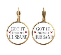 Got It From My Husband - Pendientes colgantes de oro para el día de San Valentín