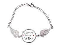 Got It from My Wife - Pulsera de regalo para el día de San Valentín, diseño de alas de ángel, medium, Metal
