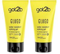 got2 Spiking Gel Glued (1 x 150 ml), gomina resistente al agua y al sudor, gel moldeador pelo para estilos atrevidos, gomina hombre ultrafuerte, aguanta entre lavados (Paquete de 2)