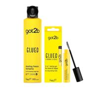 got2b Pack Fijación Extrema Cabello y Cejas: Laca Glued 300ml + Gel Fijador de Cejas Waterproof, Control de los Baby Hairs, Peinados Atrevidos y Fijación Ultrafuerte, 72h de Duración sin Residuos