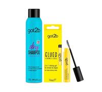 got2b Pack Frescor y Definición: Champú Seco Extra Volume 200ml + Gel Cejas Resistente al Agua, Volumen 24h, Fijación y Control de Cabello y Cejas, y Acabado Natural sin Residuos