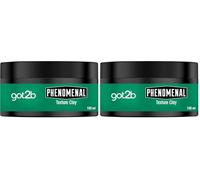 got2b Phenomenal Texture Clay Halt 5 (100 ml), cera para el cabello para hombres da un estilo de barbería mate fenomenal, adecuado para cabello más corto, fórmula vegana (Paquete de 2)