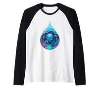 Gota Océano Tortugas Arrecife Coral Planeta Mundo Marino Camiseta Manga Raglan