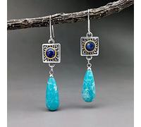 Gotas de agua vintage Turquesas Lady Long Drop Earring Bohemian Handmade Green Color Jewelry,green
