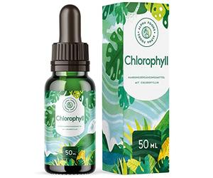 Gotas de Clorofila líquida - obtenida de Trigo, Alfalfa y Chlorella - Sabor neutro, sin Yodo ni Aditivos - Beneficios en la Digestión, Salud Bucal - Alta Concentración de Clorofilina - 50ml