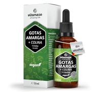 Gotas de Hierbas Digestivas con 15 Ingredientes Naturales (Cúrcuma, Colina, Diente de León, Jengibre), Alta Dosificación 50 ml, 100% Vegano & Sin Gluten, Sin Alcohol, Calidad Alemana