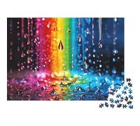 Gotas de Lluvia Arcoíris Puzzle de 1000 Piezas Papel para Adultos Gotas de Agua Juego de Puzzle 1000 Piezas Relajante Decoración 70x50cm/1000pcs