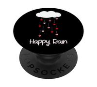 Gotas de Lluvia Happy Rain Lover Cloud Heart, Bonitas para Clima lluvioso PopSockets PopGrip Adhesivo