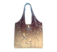 Gotas de lluvia sobre vidrio impresas,Bolsas de mano reutilizables, bolsas de supermercado, bolso de hombro de lona de gran capacidad