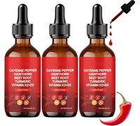 Gotas de Pimienta de Cayena, Extracto Natural de Pimienta de Cayena en Gotas Corporales, Fórmula Suave, Apto para Veganos, Fácil Absorción, Para Hombres y Mujeres