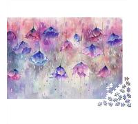 Gotas Flores Acuarela Rompecabezas 1000 Piezas Arte Gota Flor Acuarela púrpura Estético Desafiante Decoración Hogar Regalo Familiares/Parejas Entretenimiento Creativo Adultos Niños