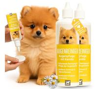 Gotas para los ojos para perros, 2 x 100 ml, cuidado de los ojos para perros, gatos, animales, limpieza de ojos, gotas con extracto de manzanilla, limpiador de ojos, removedor de manchas de lágrimas