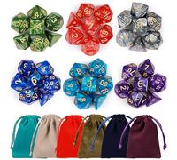 GOTDYBST Juego de Dados Poliedricos, 6 x 7 (42 Piezas) Dados de rol, 6 Juegos de Dados rol, Dados DND con 6 Bolsas de Cordón, para Dungeons and Dragons Pathfinder DND RPG MTG D4 D6 D8 D10 D12 D20