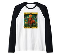 Goteando energía de Tauro: Poder del Zodiaco audaz bajo la Luna Camiseta Manga Raglan
