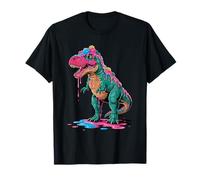Goteo de helado derretido T-rex Dinosaur Boys Summer Kids Drip Camiseta