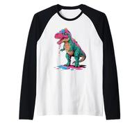 Goteo de helado derretido T-rex Dinosaur Boys Summer Kids Drip Camiseta Manga Raglan