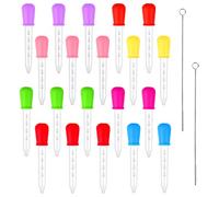 Gotero de líquido 24 piezas de pipeta de silicona y plástico, gotero de líquido de 5 ml, gotero de líquido de 5 ml para moldes de caramelo, gomitas de chocolate, manualidades (multicolor)