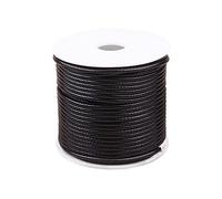 Gotetiso - Cordón de pulsera de 1,5 mm, cordón de piel, cordón trenzado, color negro trenzado, cable encerado, cordón de cera, cable para colgante, 20 m