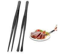 GOTFUN 2 pinzas de cocina de 30,5 cm de acero inoxidable, pinzas largas de cocina, pinzas comida para barbacoa de carne, utensilios de cocina para asar, recubrir y servir