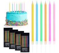 GOTFUN 24 Velas De Cumpleaños Con Soportes Velas De Cumpleaños Largas Coloridas Para Tartas Cumpleaños Baby Shower Bodas Graduaciones Aniversarios Fiestas Decorativa Niños Adultos