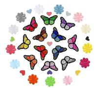 GOTFUN 34 parches para planchar con diseño de mariposas, flores, corazones, para ropa, bordados, parches de hierro, para manualidades, ropa, chaquetas, sombreros, mochilas, vaqueros, decoración