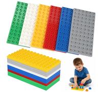 GOTFUN 9 placas de construcción - 19 × 9,5 cm, placa base grande lavable compatible con Lego Duplo y todas las marcas líderes (6 colores, 72 puntos)