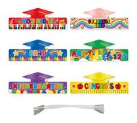 GotGala 6 coronas de graduación de papel preescolar para niños, coloridos sombreros de papel ajustables, sombreros de felicitaciones de graduación para estudiantes de jardín de infantes, ceremonia de