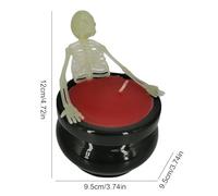 Goth Candle, Skeleton Halloween Ghost Candle with Scary Glow, Long-Lasting Decorative Wax for Indoor Desk Tabletop Fireplace Mantle Farmhouse Spooky Holiday and Haunted Display 9.5x9.5x12cm