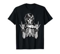 Goth Girl, Funny EMO Punk Skeleton, Grunge Blanco y Negro Camiseta