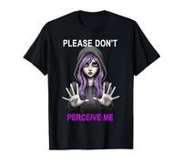 Goth Girl Purple Hair Hoodie Please Don't Perceive Me Glitch Camiseta