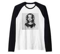 Goth Girl Zombie EMO Chica gótica con Auriculares Camiseta Manga Raglan