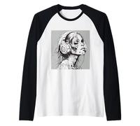 Goth Girl Zombie EMO Chica gótica con Auriculares Camiseta Manga Raglan
