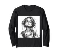 Goth Girl Zombie EMO Chica gótica con Auriculares Manga Larga