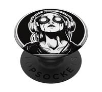 Goth Girl Zombie EMO Chica gótica con Auriculares PopSockets PopGrip Adhesivo