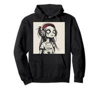 Goth Girl Zombie EMO Chica gótica con Auriculares Sudadera con Capucha