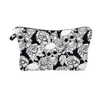 Goth Makeup Bag - Polyester, Skull Cosmetic Pouch, Waterproof Design | Lightweight Travel Makeup Organizer, Waterproof Makeups Pouch For Cosmetics Storage, Travel Use, Daily Carry, Beauty Accessories