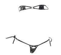 Goth Micro Bikini String Mini Traje de Baño Pequeño Tanga Traje de Baño Traje de Baño, Negro, XS-M