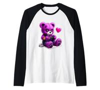 Goth Pastel Lindo Creepy Kawaii Gamer Teddy Bear Gaming Camiseta Manga Raglan
