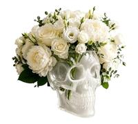 Goth Vase - Skull Wall Mounted Planter, Decorative Floral Container, Resin suculent Holder, Unique Skeleton Flower Pot, Gothic Style Ornament Display | For Bedroom Living Room Patio Gate Door Indoor