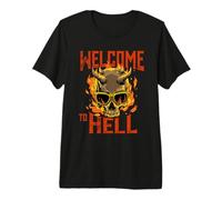 Goth Welcome To Hell Skull Rock Heavy Metal Satánico Camiseta Premium