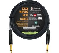Gotham GAC-1 Ultra Pro - Cable de instrumento para guitarra y bajo nivel (2 pf/ft), 5 m, con conectores Neutrik chapados en oro de 6,35 mm
