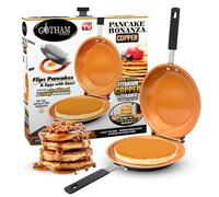 GOTHAM STEEL - Sartén doble de acero, la optima para hacer tortitas, sartén de cobre antiadherente fácil de voltear, para tortitas esponjosas, tortillas, frititas y más
