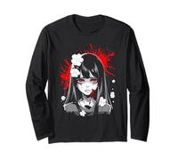 Gothic Anime Girl Red Eyes White Flowers Horror Anime Manga Larga